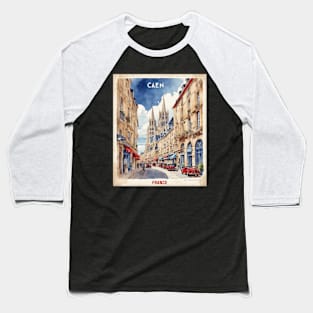 Caen France Vintage Travel Poster Tourism Baseball T-Shirt